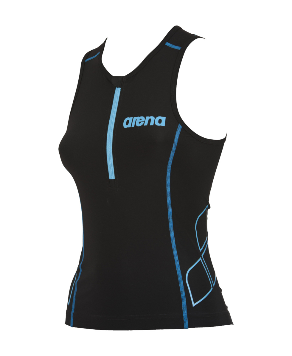 ARENA - ZIPPED TRITOP ST WOMAN - 1A91655 - BLACK, TURQUOISE