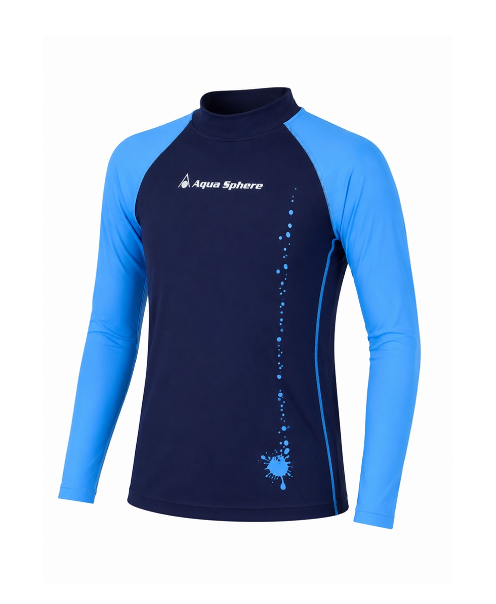 AQUASPHERE - T-SHIRT UNISEX JUNIOR RASHGUARD LONG SLEEVES - NAVY BLUE/BLUE