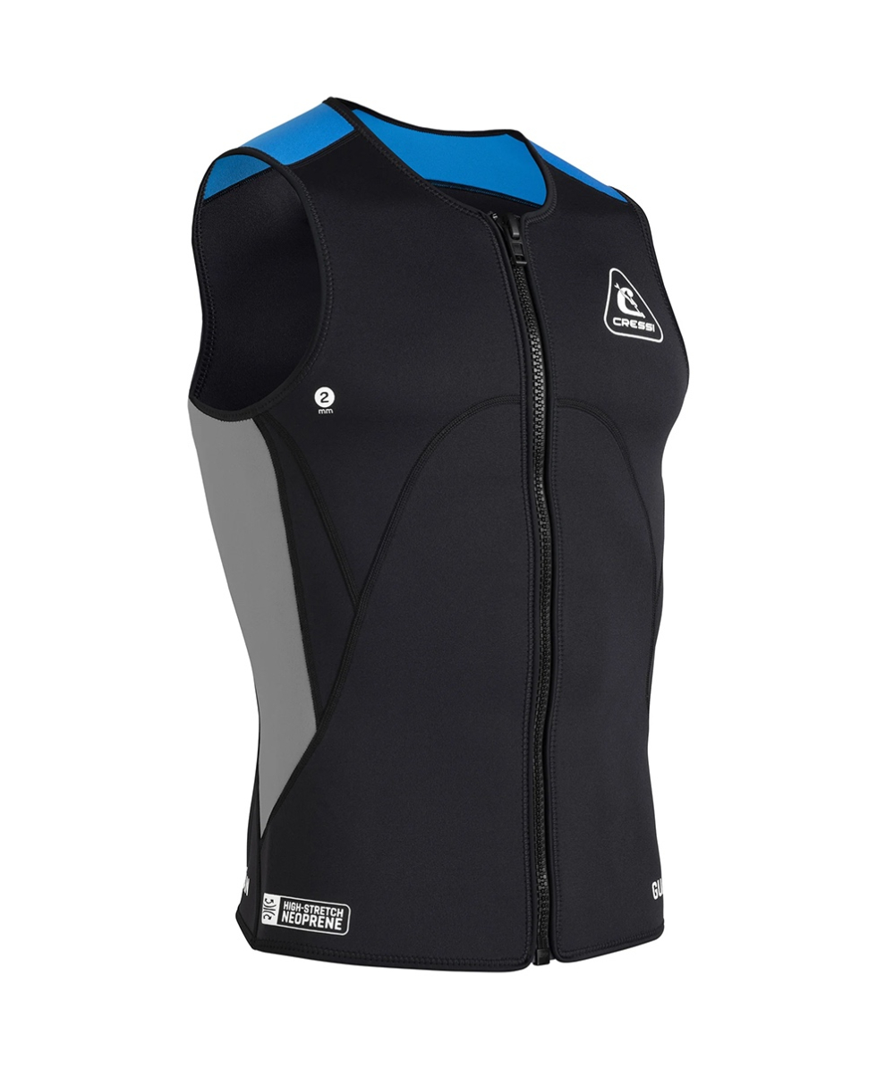 CRESSI - GILET TERMICO CON ZIP UOMO - GUARDIAN MAN NEOPRENE VEST - 2mm - BLACK/BLUE