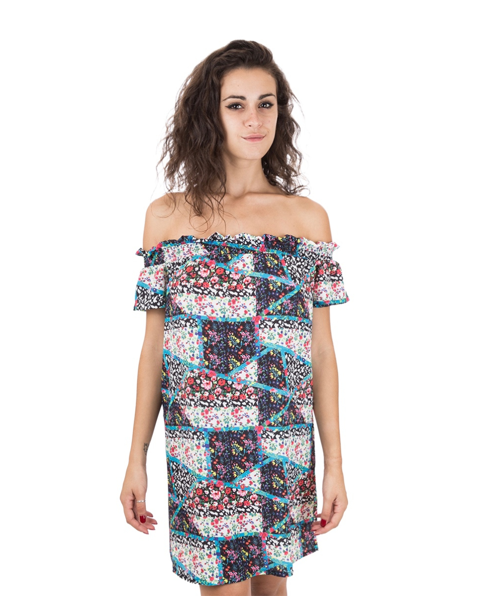2BEKINI - ABITO FLORAL PATCH - 7993-3 - BLACK
