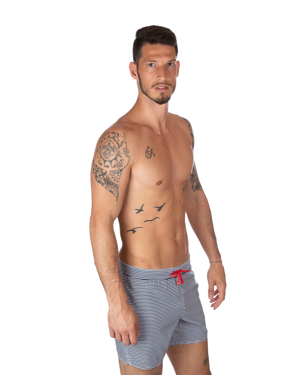 EMPORIO ARMANI - COSTUME SHORT - STRIPES - 902000 8P748 03610 - WHITE/BLUE