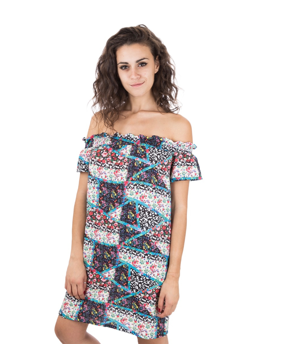 2BEKINI - ABITO FLORAL PATCH - 7993-3 - BLACK