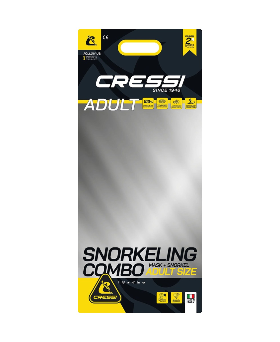 CRESSI - MASCHERA + SNORKEL - SNORKELING COMBO SIRENA + ISLAND 2.0 - CLEAR/AQUAMARINA