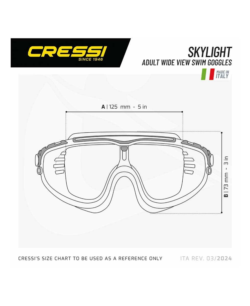 CRESSI - MASCHERA NUOTO - SKYLIGHT - DE203350 - WHITE/BLACK, CLEAR