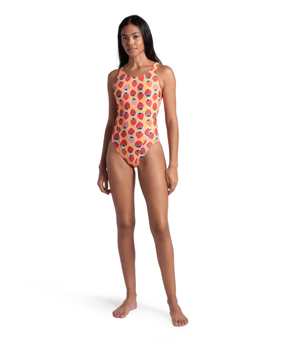 ARENA - COSTUME INTERO - STRAWBERRY SWIM TECH - 007157439 - FLUO RED/ORANGE MULTI