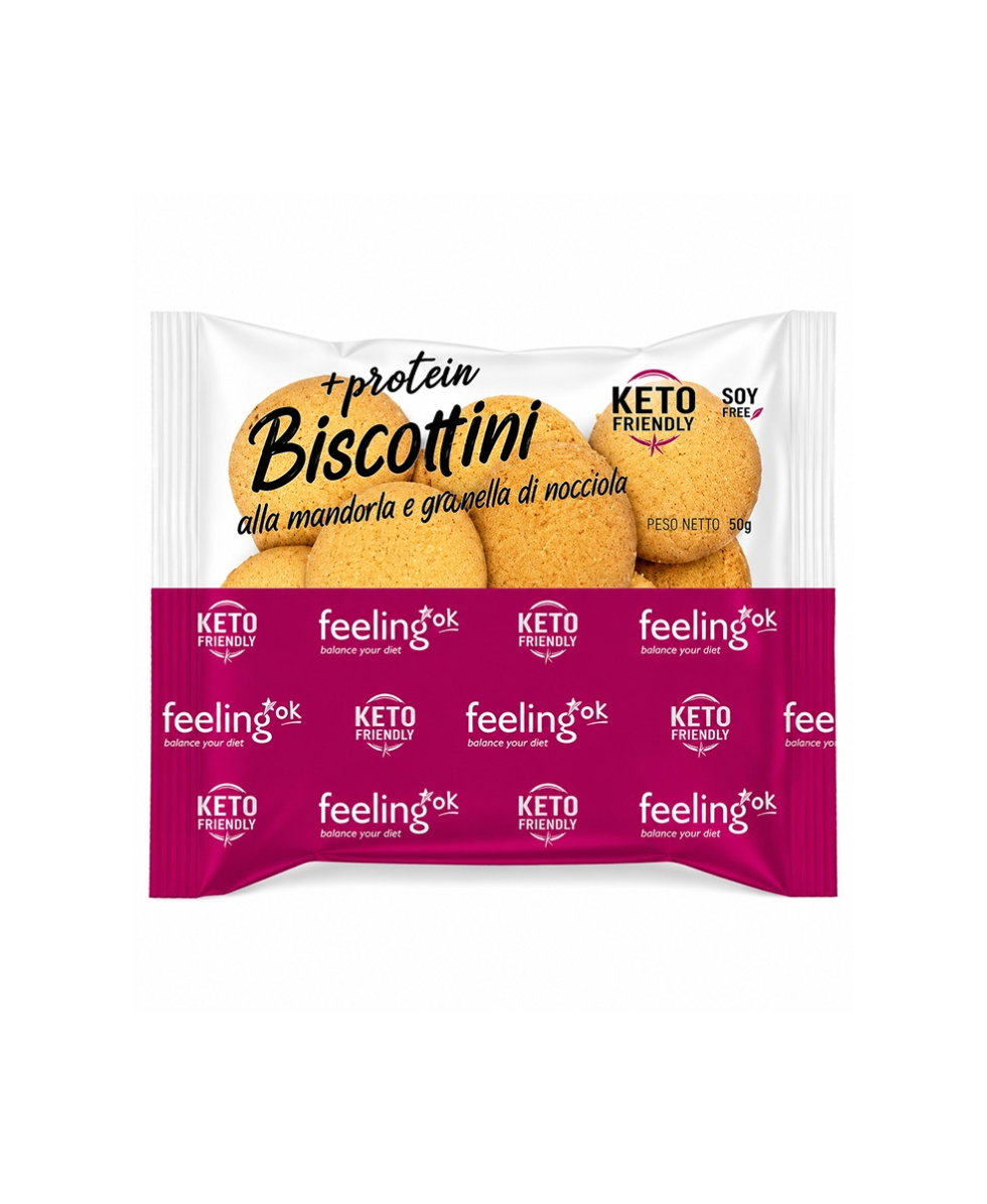 FEELING OK - BISCOTTINI MANDORLA E GRANELLA DI PISTACCHI +PROTEIN - 50g - FOK131
