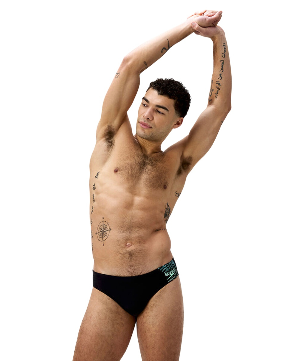 SPEEDO - COSTUME SLIP - MEDLEY LOGO BRIEF 7 cm - 0973918963 - BLACK/AFALFA GREEN