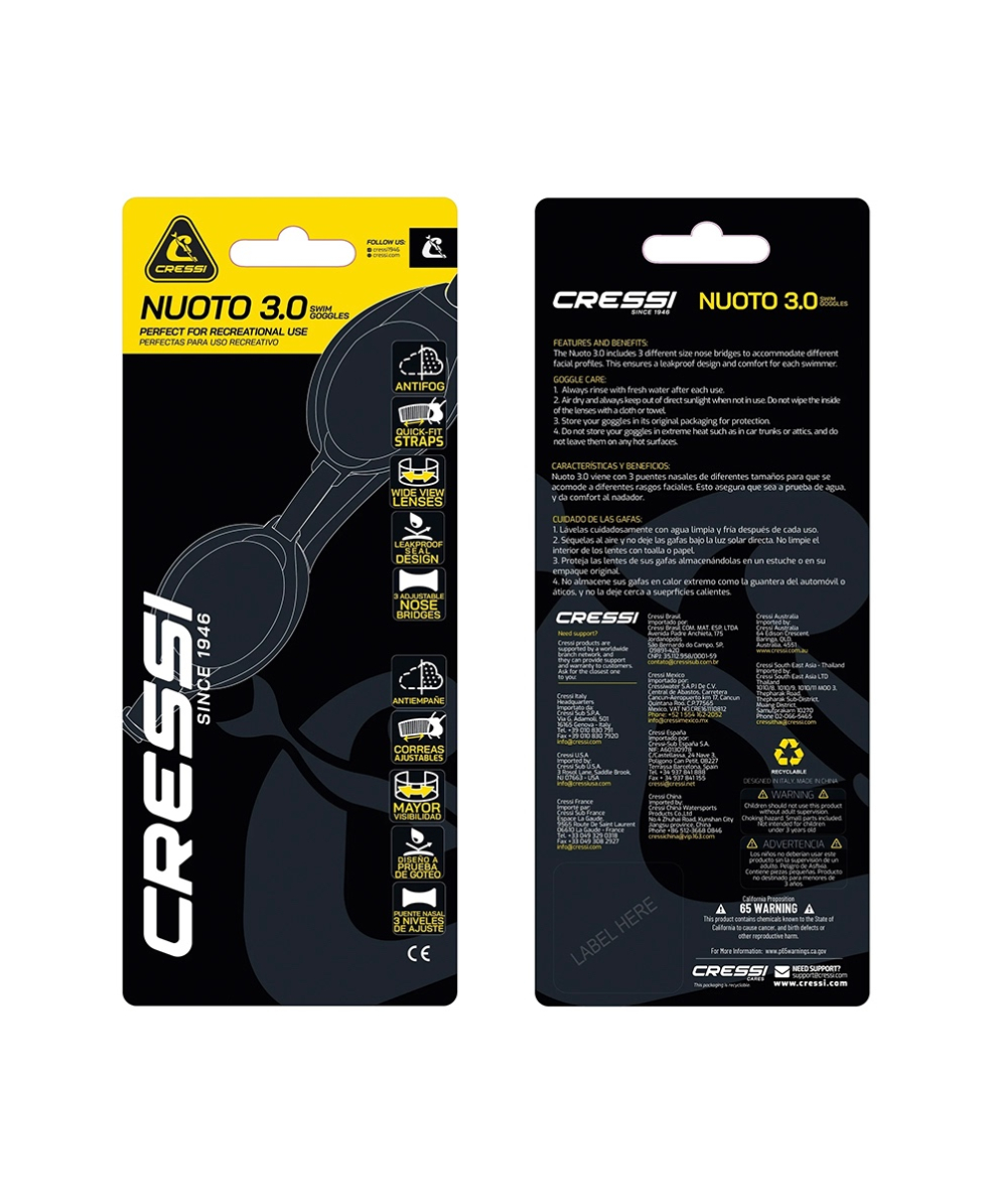 CRESSI - OCCHIALINO - NUOTO 3.0 - ZDE244000 - PINK, CLEAR LENSES