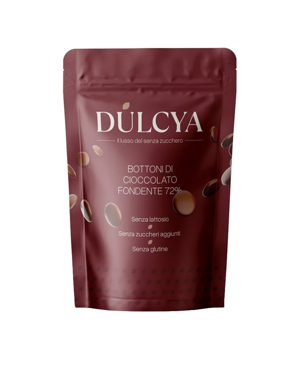 DULCYA - BOTTONI CIOCCOLATO FONDENTE 72% - ZERO ZUCCHERI - 180g