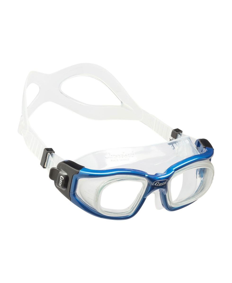 CRESSI - OCCHIALINO NUOTO IN VETRO TEMPERATO - GALILEO - DE205055 - CLEAR, BLUE METAL