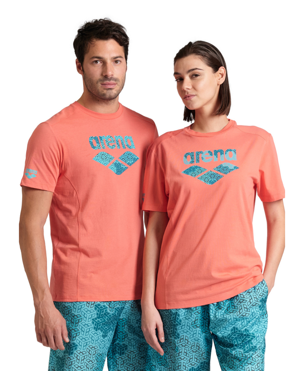 ARENA - T-SHIRT LOGO COTTON UNISEX - 005336980 - CALYPSO CORAL