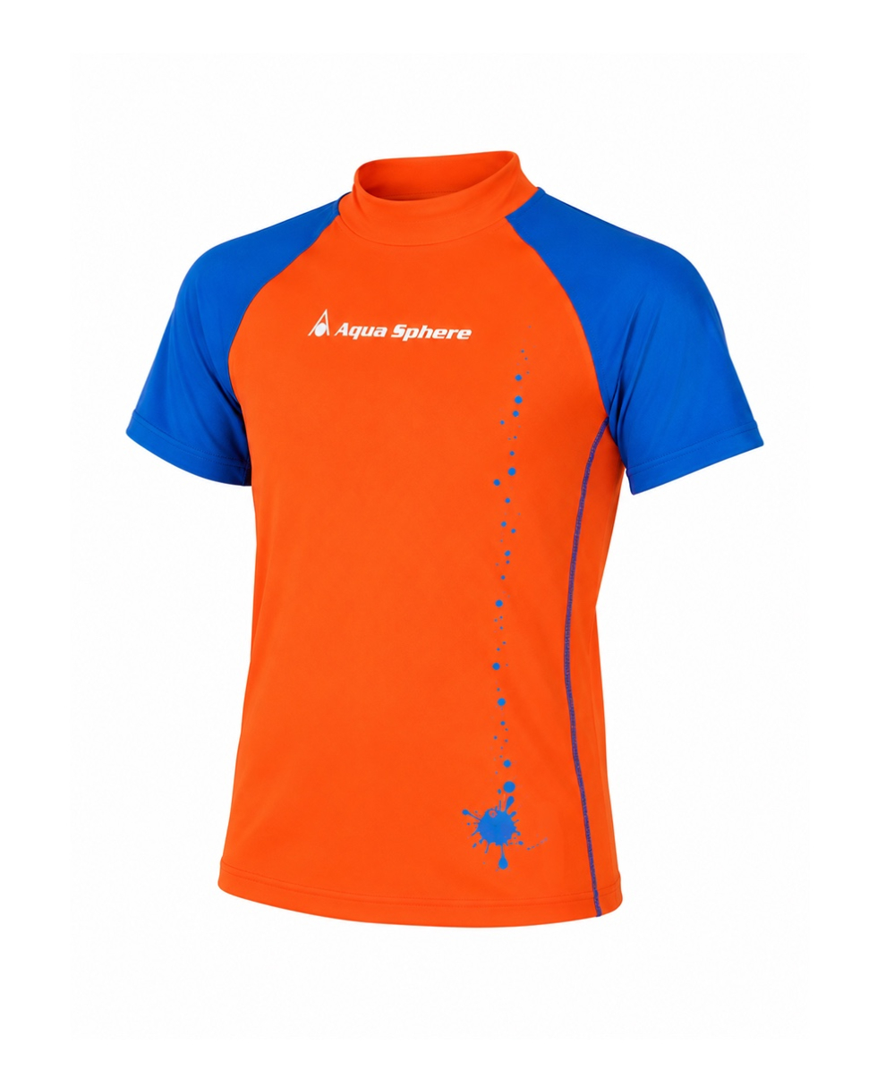 AQUASPHERE - T-SHIRT UNISEX JUNIOR RASHGUARD SHORT SLEEVES - RED/BLUE