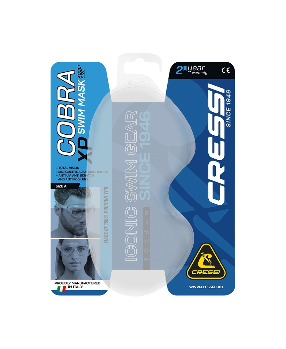 CRESSI - MASCHERA NUOTO - COBRA - DE201950 - CLEAR/BLACK, CLEAR LENSES