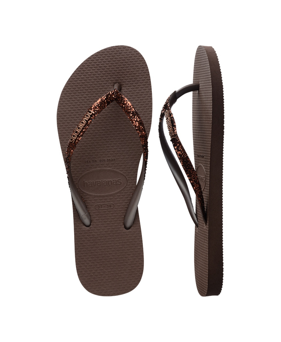 HAVAIANAS - INFRADITO DONNA - SLIM GLITTER II - 4146975-0727 - DARK BROWN