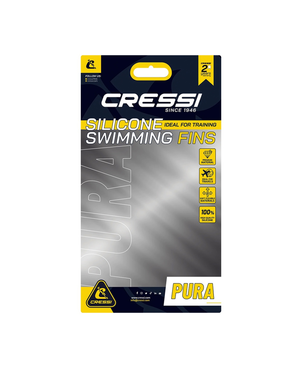 CRESSI - PINNE CORTE NUOTO SILICONE - PURA FINS - XCA605245 - BLACK, YELLOW