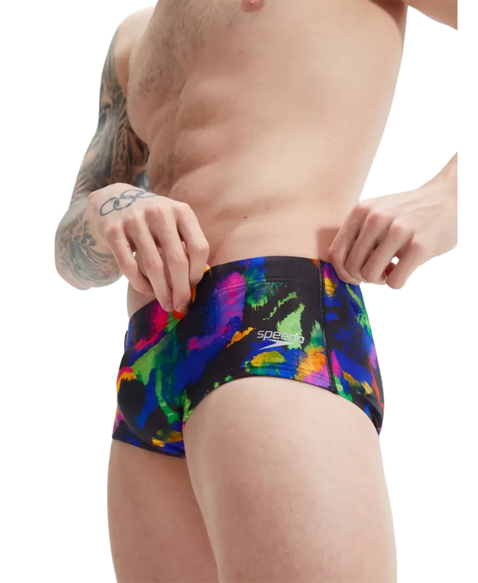 SPEEDO - COSTUME SLIP 13.5CM - CLUB TRAINING ALLOVER BRIEF - 00335415866 - BLACK/INDIGO GLOW/ORCHID