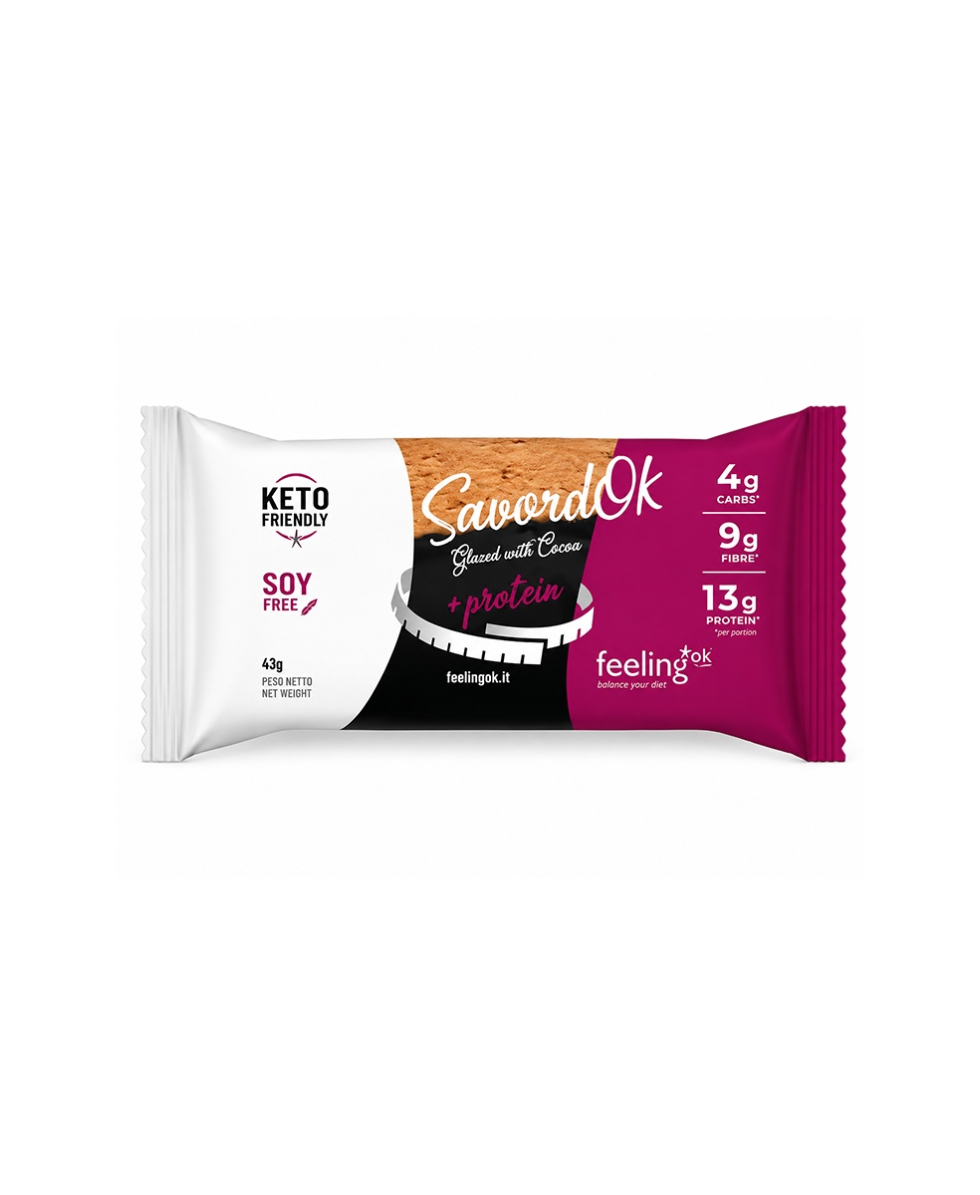 FEELING OK - SAVOIARDO GLASSATO AL CACAO & ARANCIA +PROTEIN - 43g - FOK098