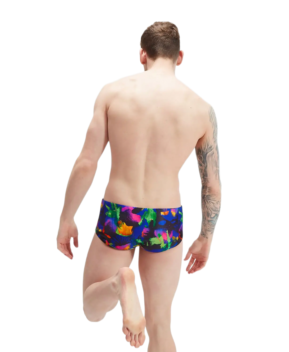 SPEEDO - COSTUME SLIP 13.5CM - CLUB TRAINING ALLOVER BRIEF - 00335415866 - BLACK/INDIGO GLOW/ORCHID