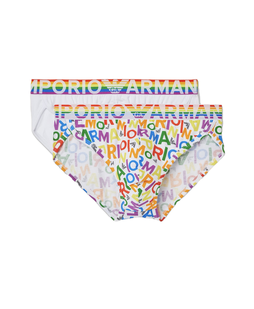 EMPORIO ARMANI - 2-PACK SLIP/BRIEF - 112022 3R513 98810 - MULTI/WHITE