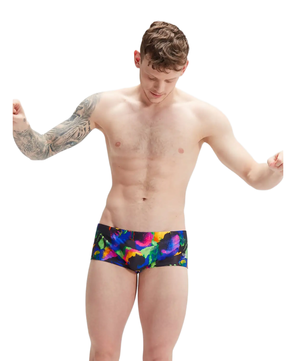 SPEEDO - COSTUME SLIP 13.5CM - CLUB TRAINING ALLOVER BRIEF - 00335415866 - BLACK/INDIGO GLOW/ORCHID
