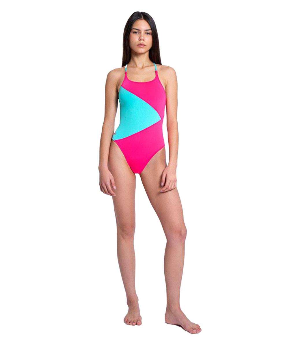 TURBO - COSTUME INTERO - SWIMSUIT WOMAN ISLAND COMFORT - TIR. STRETTA - 8934377/1636 - PINK/AQUA GREEN