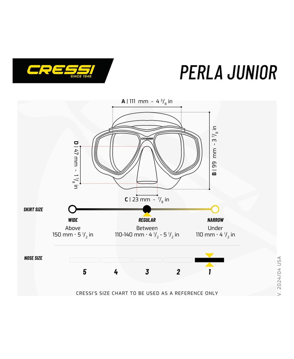 CRESSI - MASCHERA SNORKELING JUNIOR - PERLA JR 7-13 ANNI - DN208467 - CLEAR/GREEN