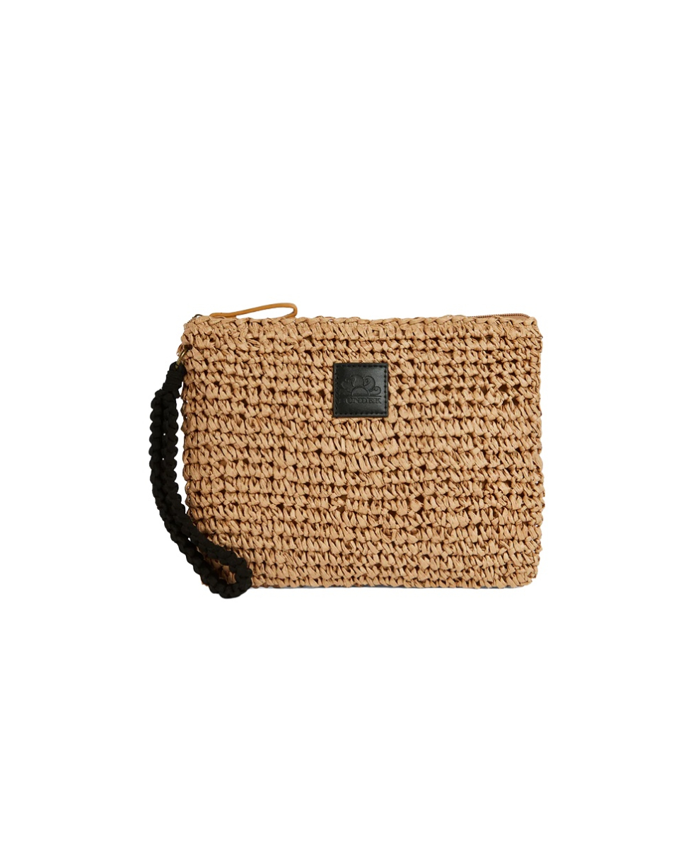 SUNDEK - POCHETTE SPIAGGIA - MOMO STRAW HAND BAG - AW740ABPA100-13000 - TAN