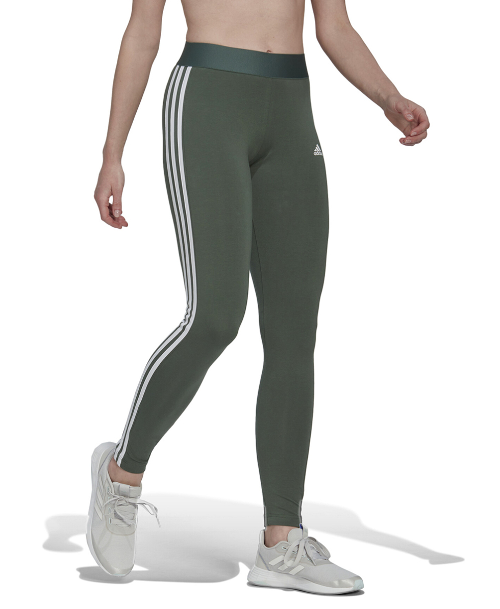 ADIDAS - LEGGINGS DONNA - LOUNGEWEAR ESSENTIALS - HK9676 - GREEN OXIDE GREY/BLACK