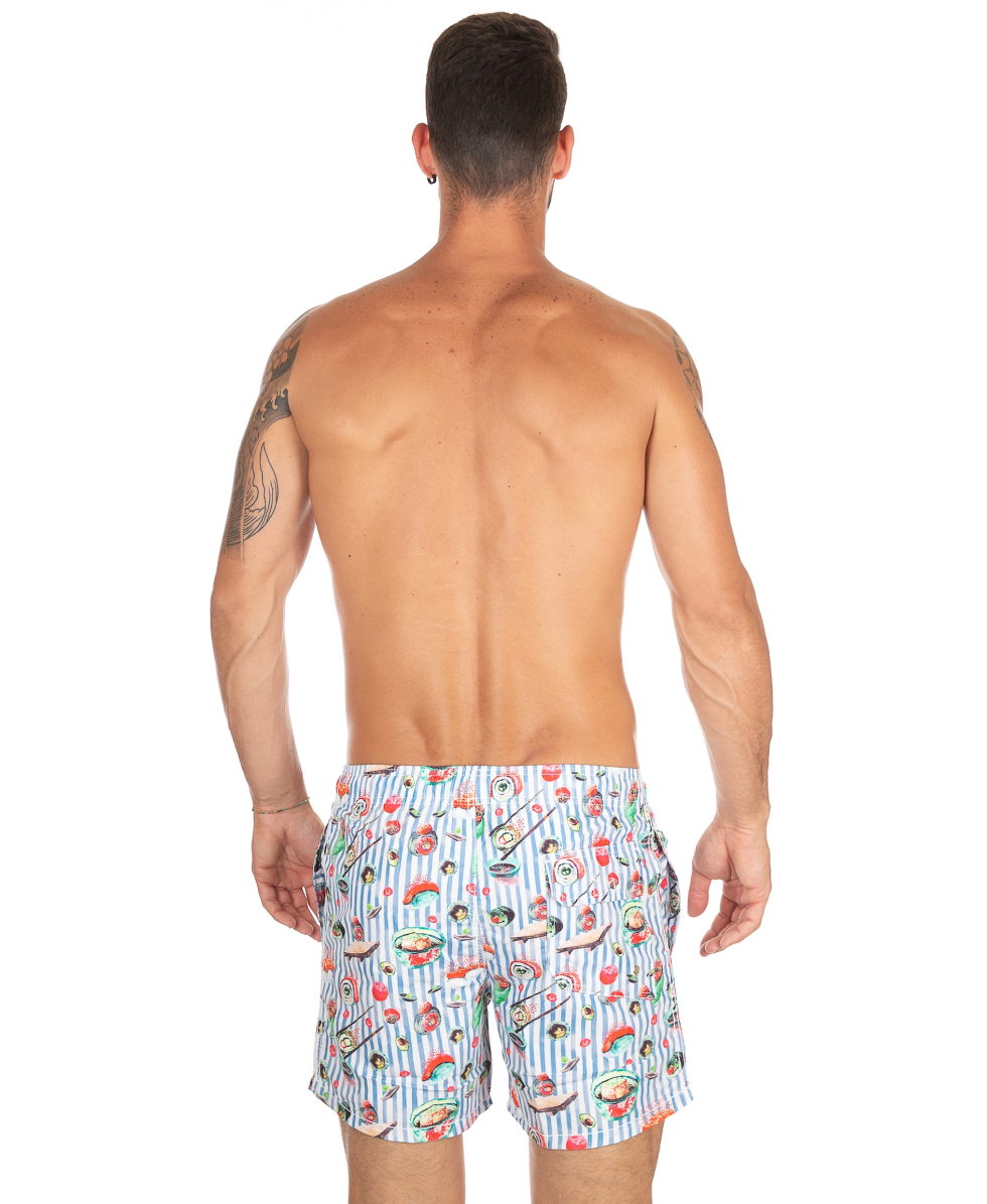 F**K - COSTUME SHORT PRINTED - FK18-2031U - WHITE/LIGHT BLUE