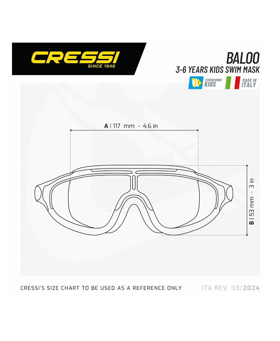 CRESSI - MASCHERA NUOTO KIDS - BALOO KIDS - DE203220 - BLUE, CLEAR LENSES