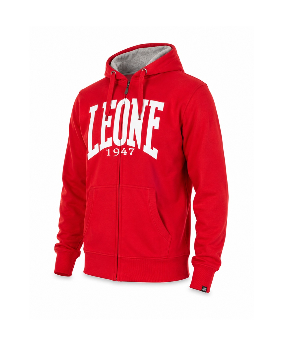 LEONE - FELPA - MAN FLEECE HOODIE ZIPPED - LSM565-50 - RED