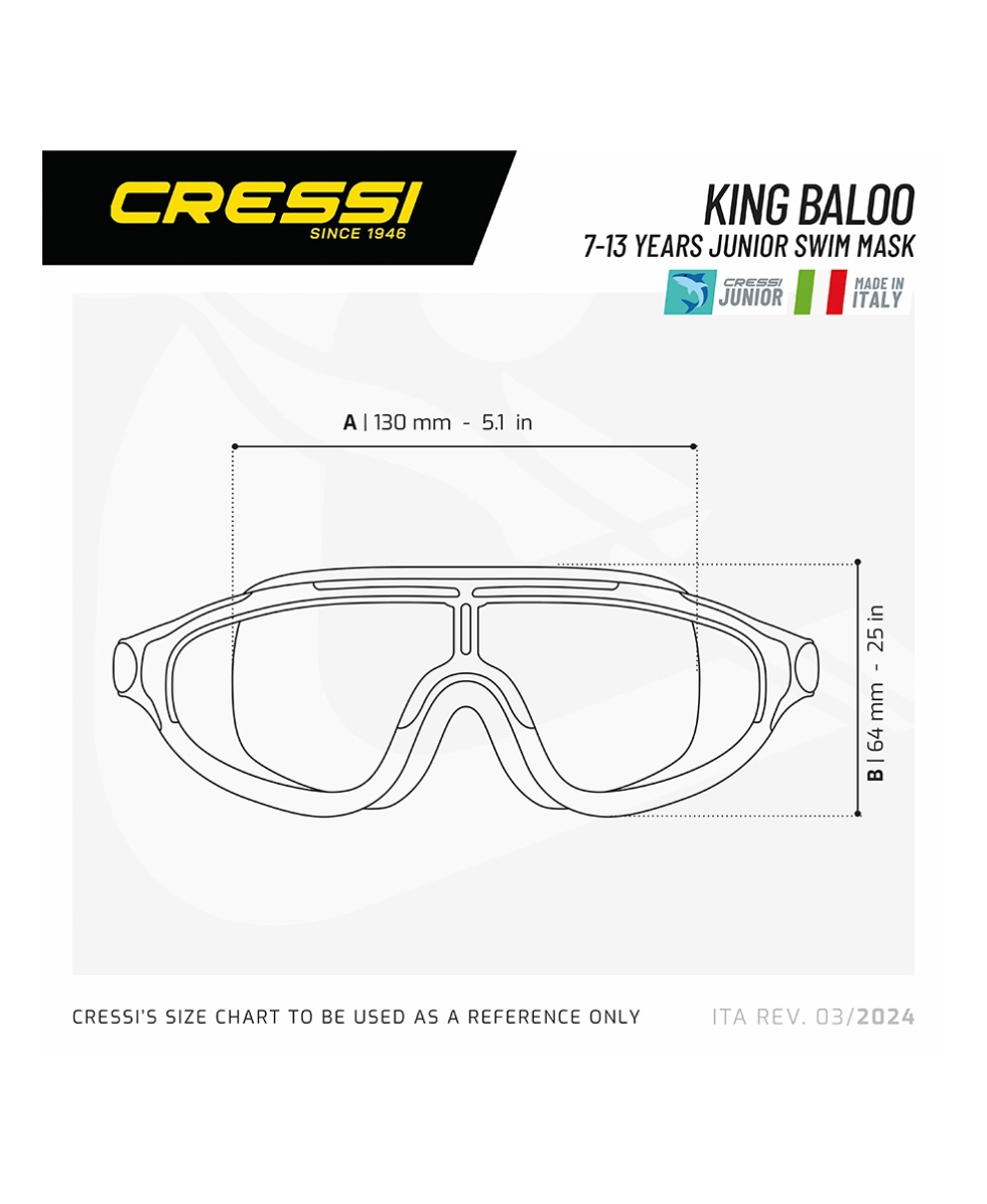 CRESSI - MASCHERA NUOTO JUNIOR - KING BALOO - DE203725 - AQUAMARINE, CLEAR LENSES