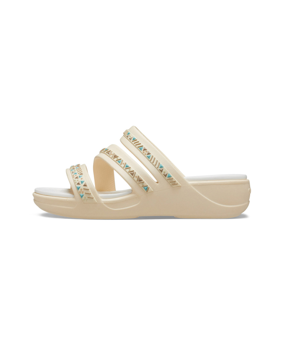 CROCS - SANDALO DONNA - BOCA MEDALLION STRAPPY WEDGE - 207646 - VANILLA