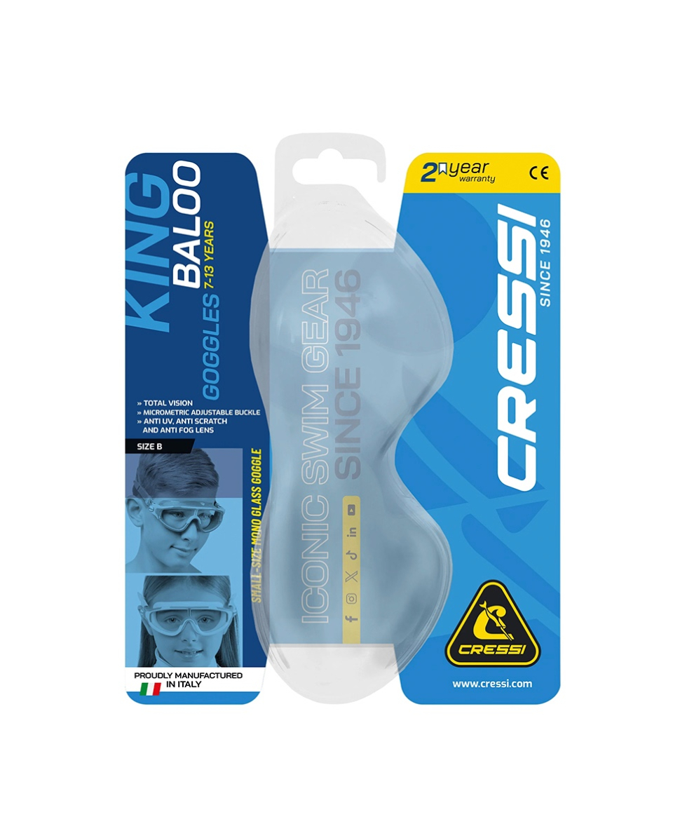 CRESSI - MASCHERA NUOTO JUNIOR - KING BALOO - DE203725 - AQUAMARINE, CLEAR LENSES