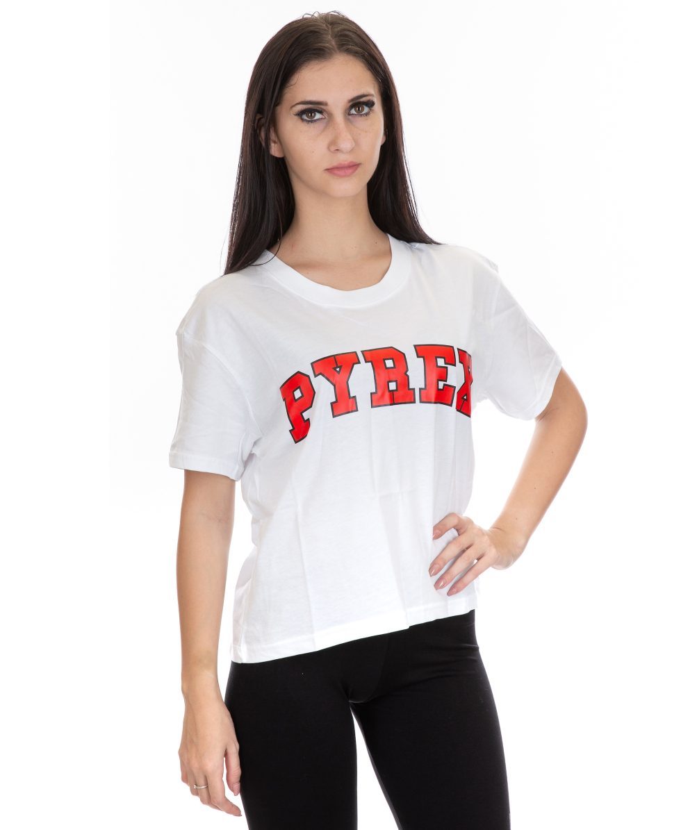 PYREX - T-SHIRT CORTA DONNA - 18IPB34258 - WHITE/RED