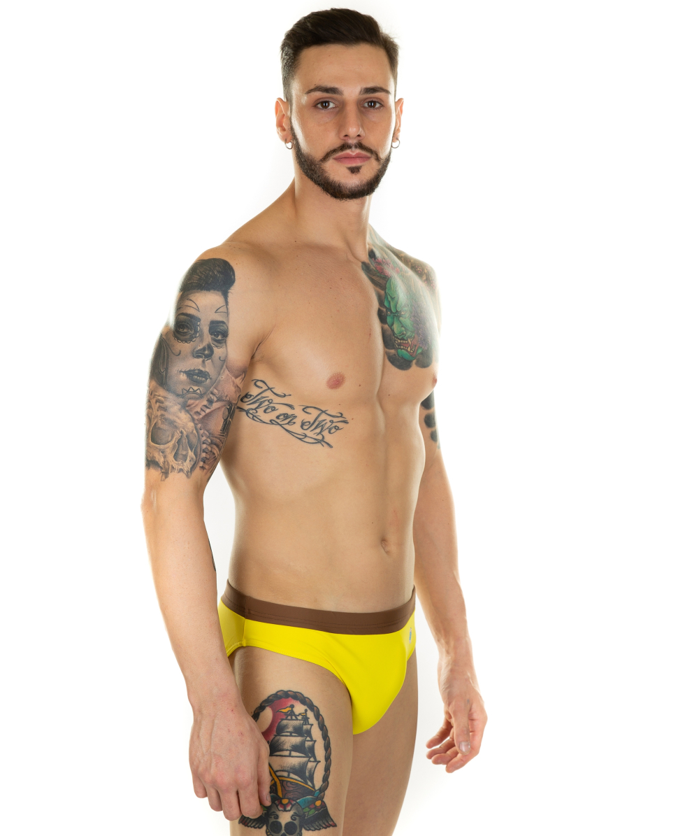 MASTER NUOTO - COSTUME SLIP 6cm - RAMBO - YELLOW/BROWN