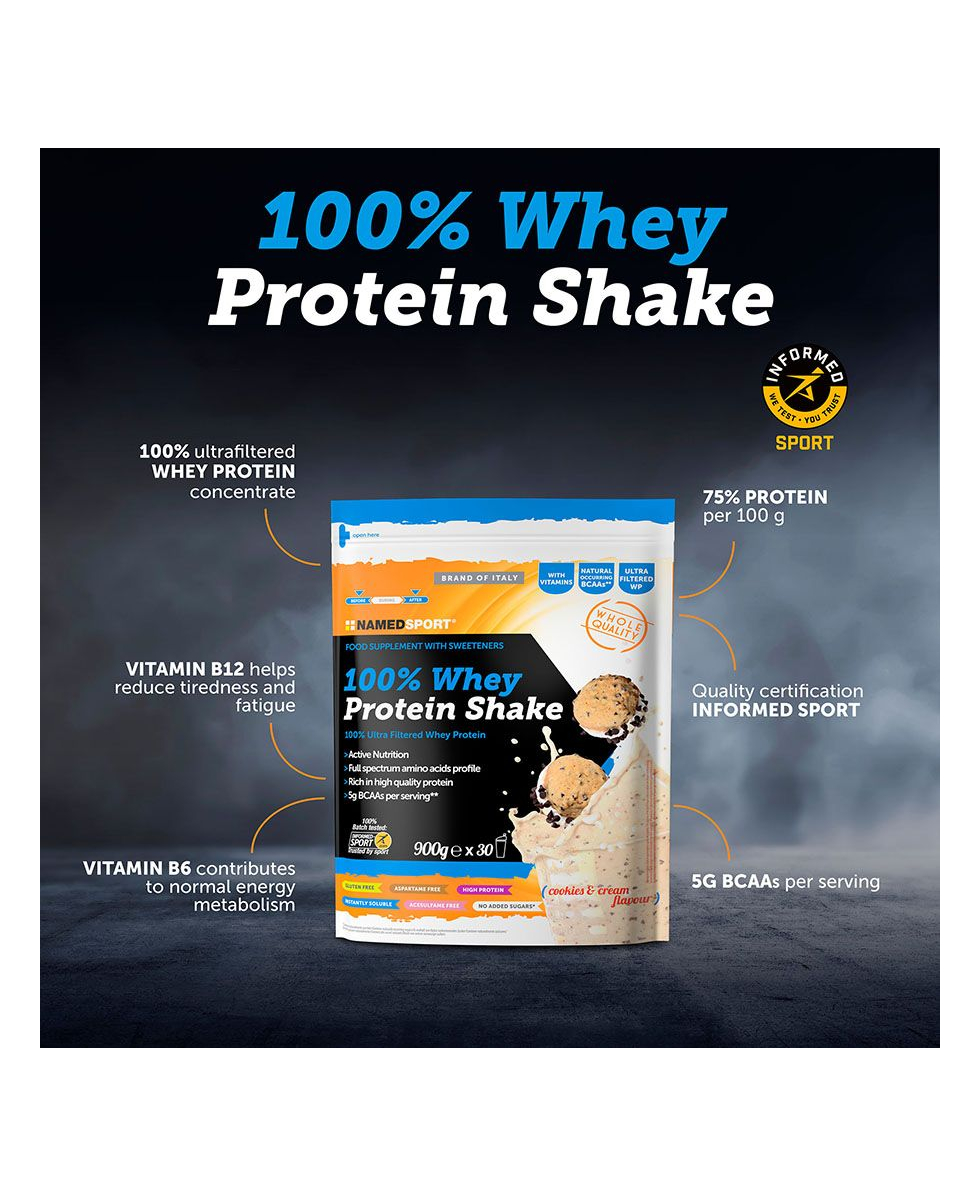 NAMED SPORT - 100% WHEY PROTEIN SHAKE - 900g - COOKIES & CREAM