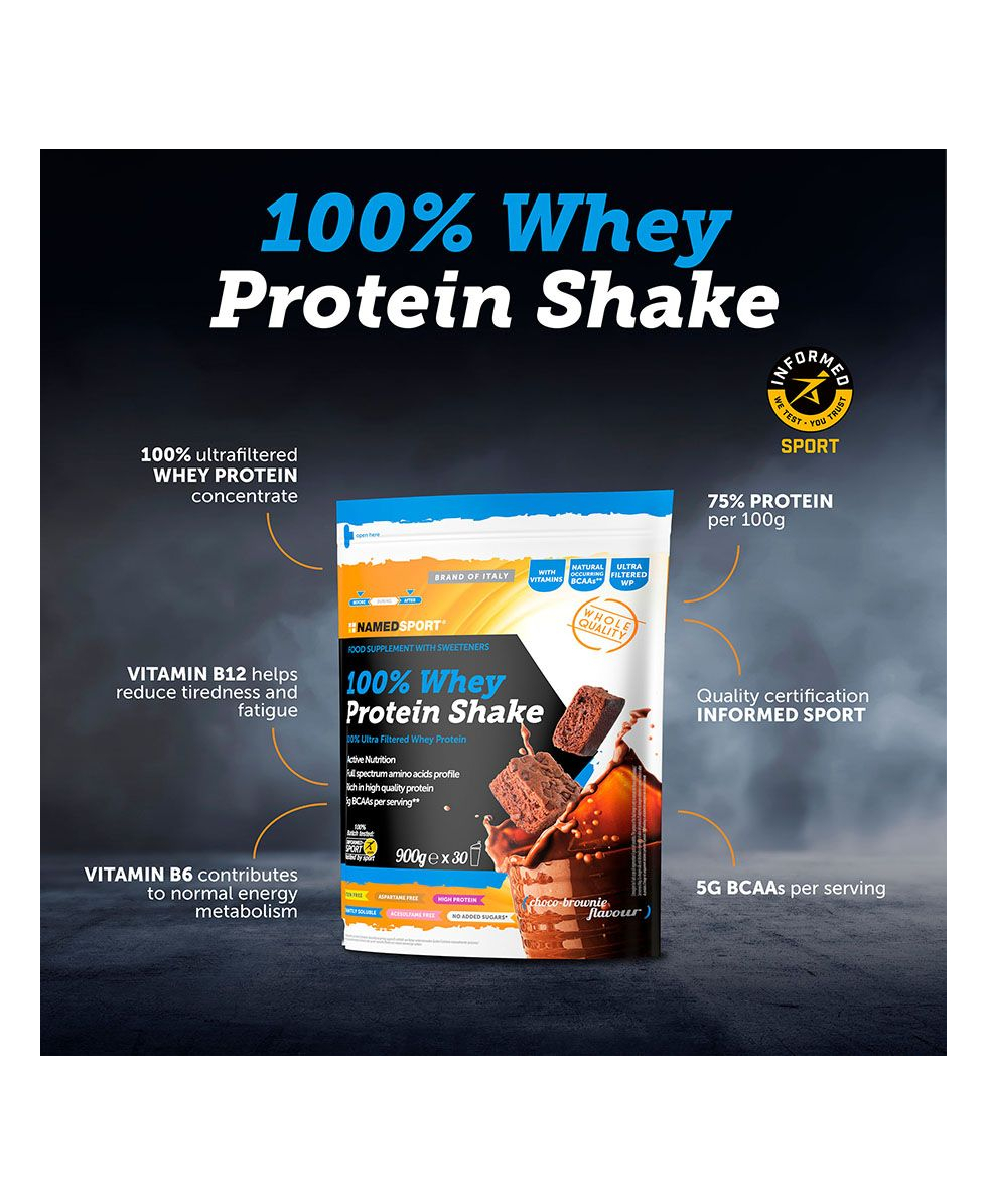 NAMED SPORT - 100% WHEY PROTEIN SHAKE - 900g - CHOCO BROWNIE