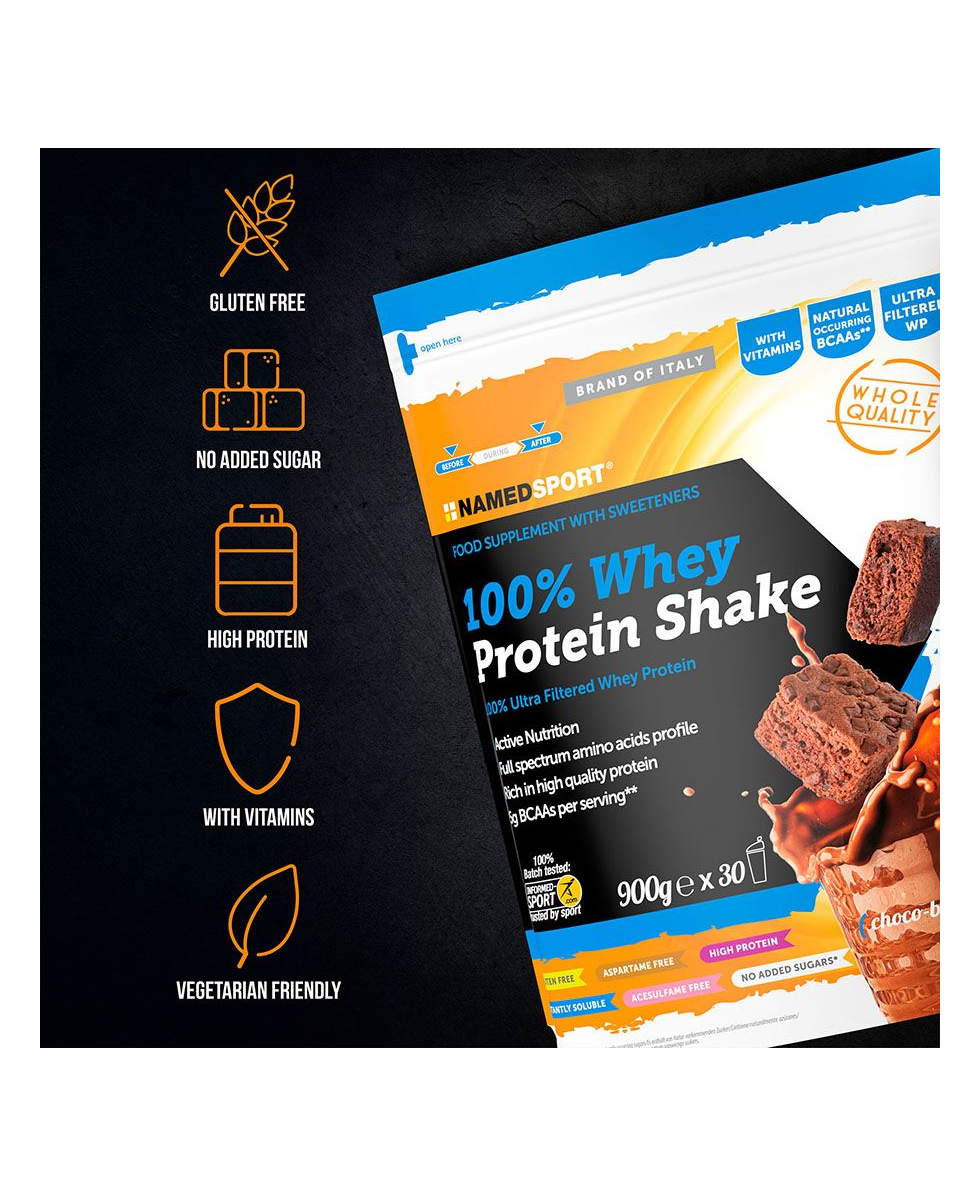 NAMED SPORT - 100% WHEY PROTEIN SHAKE - 900g - CHOCO BROWNIE