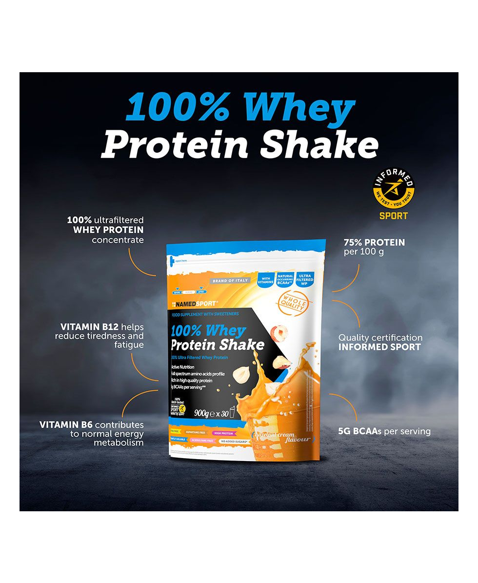NAMED SPORT - 100% WHEY PROTEIN SHAKE - 900g - HAZELNUT CREAM