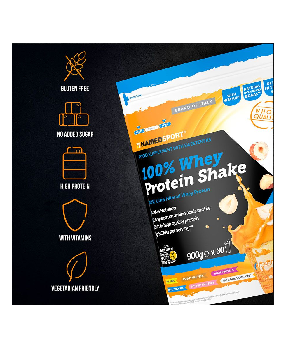 NAMED SPORT - 100% WHEY PROTEIN SHAKE - 900g - HAZELNUT CREAM