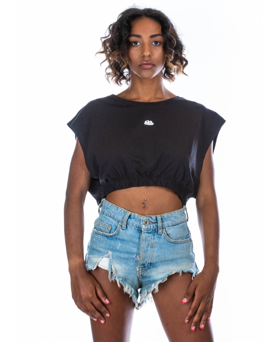 SUNDEK - THE SUN - CROPPED THANK TOP - W031TTJ1100-004 - BLACK