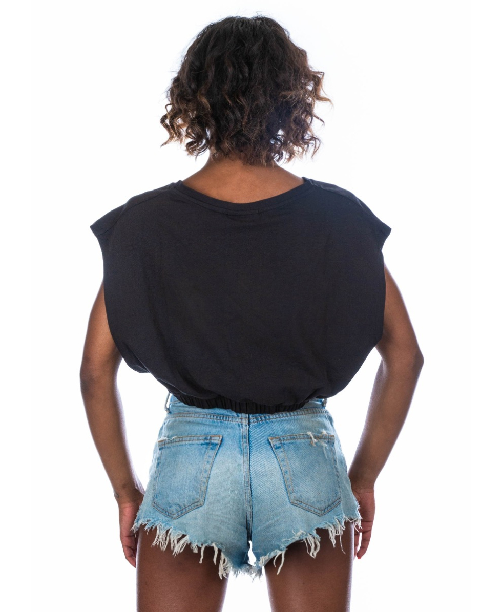 SUNDEK - THE SUN - CROPPED THANK TOP - W031TTJ1100-004 - BLACK