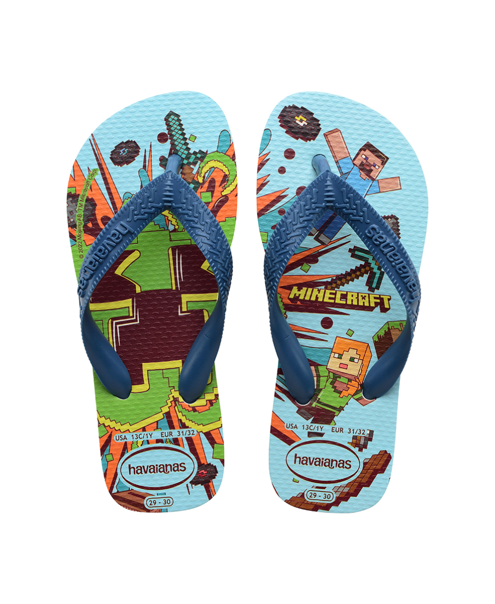 HAVAIANAS - INFRADITO JUNIOR - KIDS MINECRAFT - 4145125-3057 -  WHITE/BLUE COMFY - A
