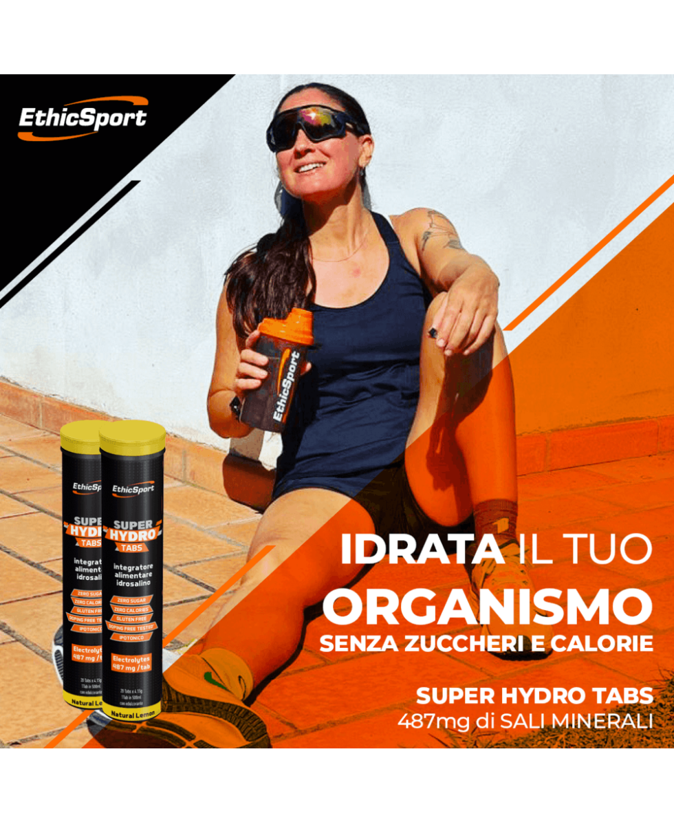 ETHIC SPORT - SUPER HYDRO TABS - TUBO DA 20 TABS - 83g - NATURAL ORANGE