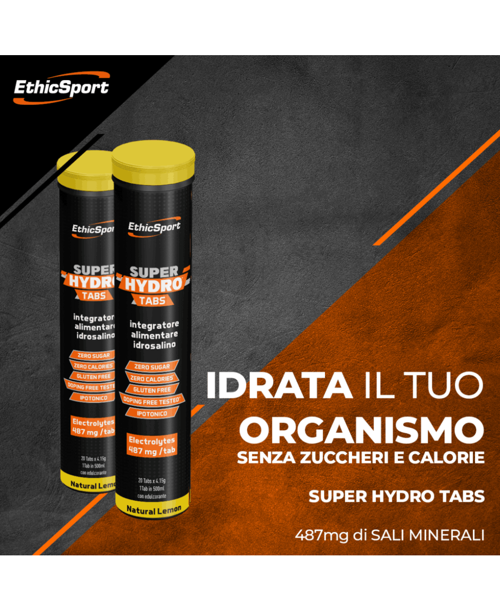 ETHIC SPORT - SUPER HYDRO TABS - TUBO DA 20 TABS - 83g - NATURAL ORANGE