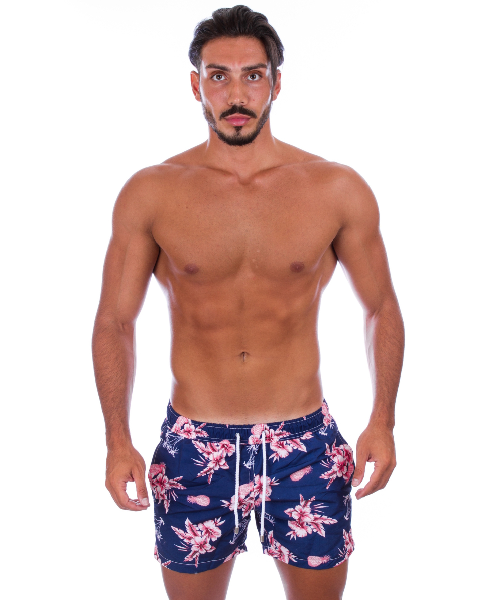 TURBO - COSTUME SHORT - PINK HIBISCUS - 39025/0099 - NAVY