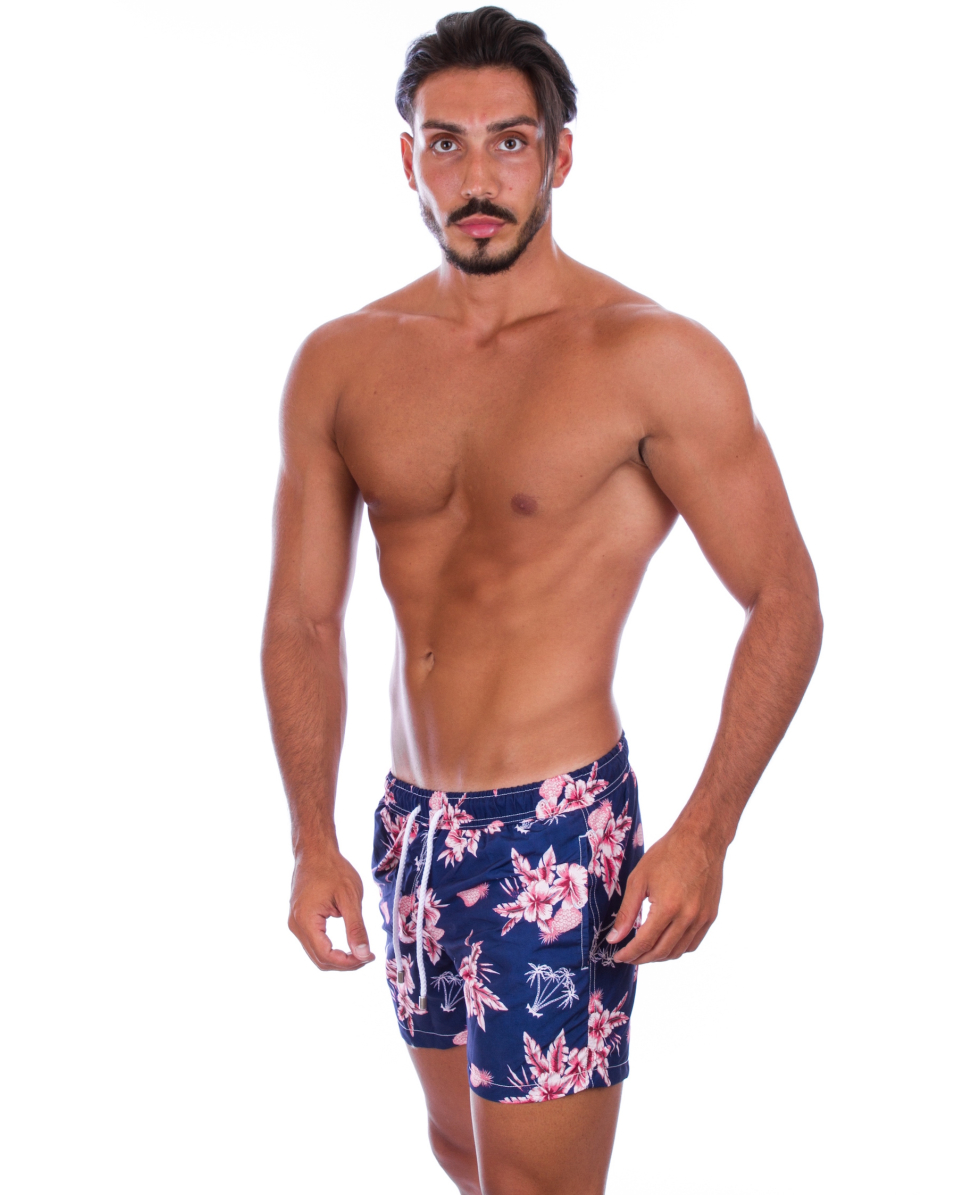 TURBO - COSTUME SHORT - PINK HIBISCUS - 39025/0099 - NAVY