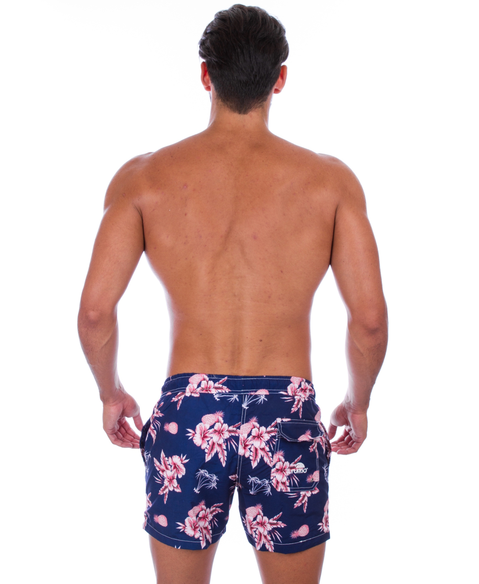 TURBO - COSTUME SHORT - PINK HIBISCUS - 39025/0099 - NAVY