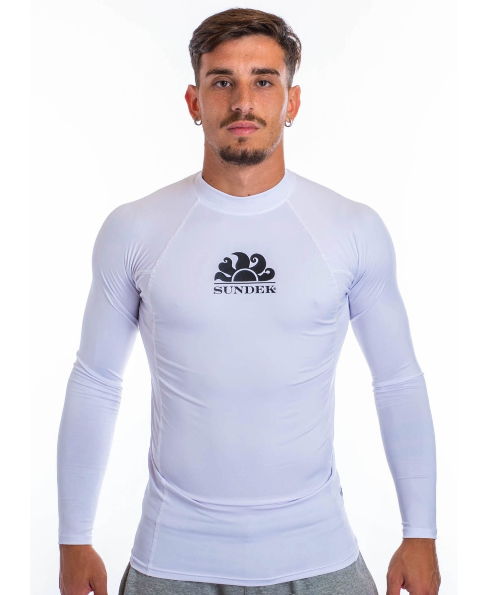 SUNDEK - LOGO L/S RASHGUARD - M286RSPY100-006 - WHITE